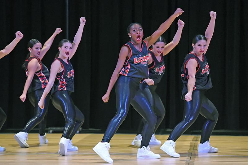 The Langham Creek High School Bailadoras dance team performs its hip-hop routine at the CFISD Dance ShowOffs on Jan. 27.